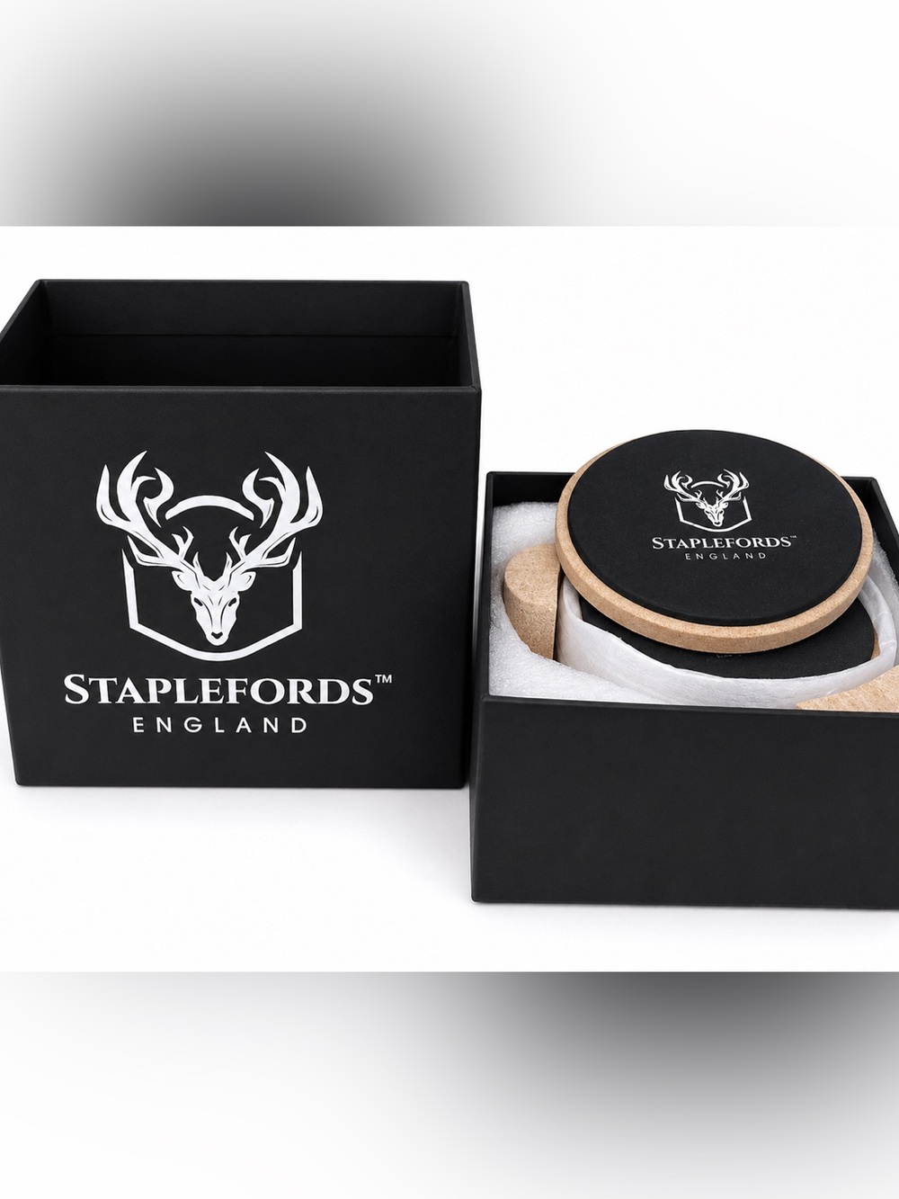 Staplefords England Black & Stone Coaster Set